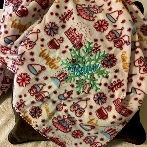 Christmas Fleece Throw Embroidered Blanket